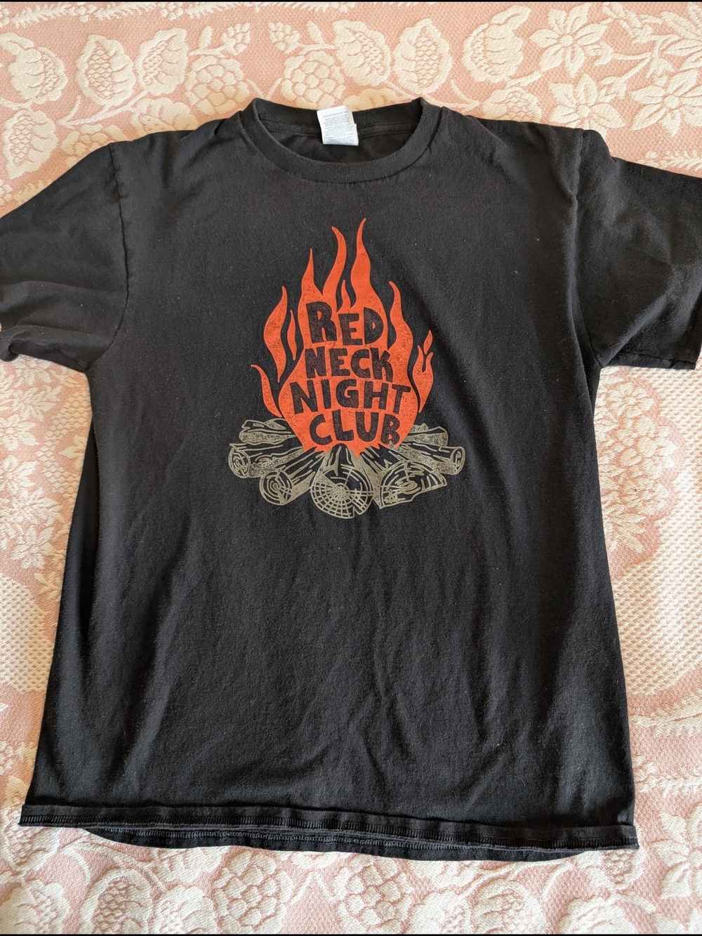 Delta Black Short Sleeve Tee with Red Flame Graphic